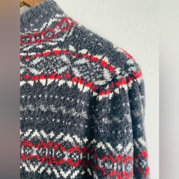 Neve Fair Isle Nordic print Wool blend Cozy Sweater Mock neck Size Medium - Picture 6 of 7